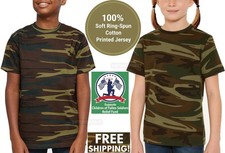 Boys Girls Youth Kids Child Woodland Camo Tee 100 Soft Cotton T-Shirt XS-L NEW 