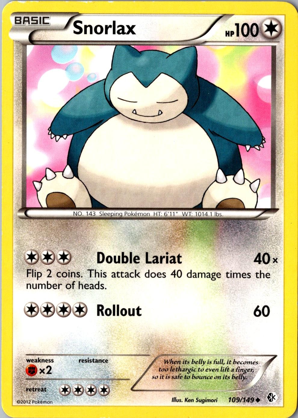 Snorlax 109/149 Uncommon Boundaries Crossed LP Pokemon Card