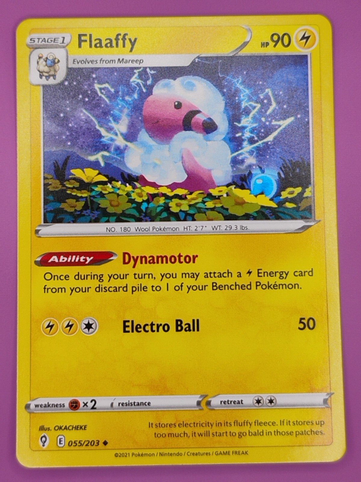 Flaaffy 055/203 Evolving Skies Regular Finish Pokemon Card