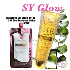 SY Glow Sunscreen Gel Cream Instant Glass Skin SPF40 + 24K Gold Luminous Lotion