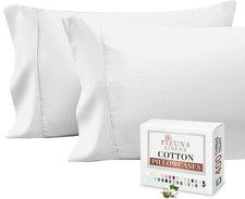 Pizuna Pure 100 Cotton Pillow Cases Queen Size Set of 2 White, Queen, White