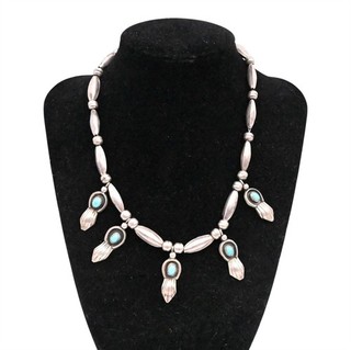 NATIVE AMERICAN NAVAJO ALFRED LONG TURQUOISE PENDANT NECKLACE STERLING SILVER