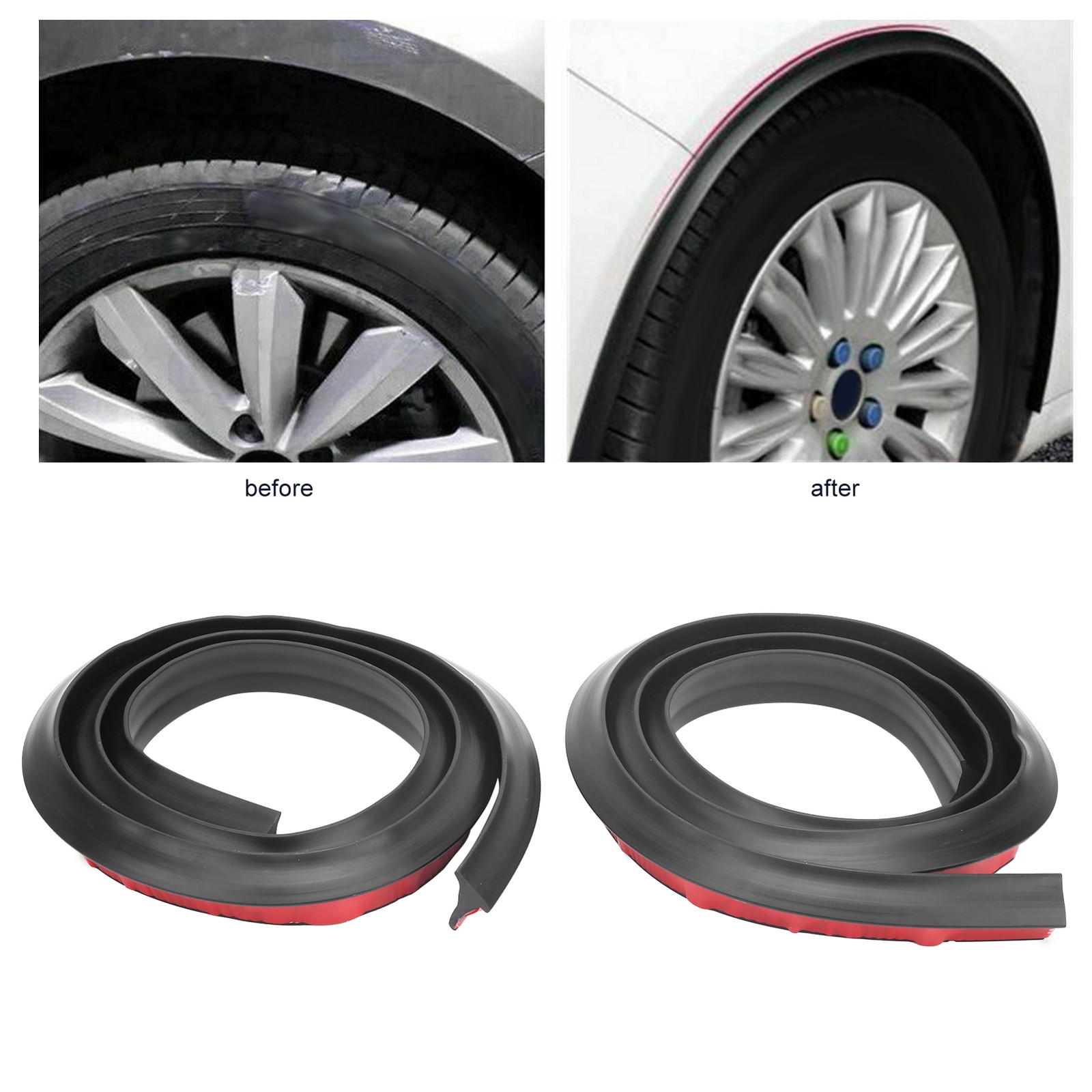 2Pcs Fender Flare Wheel Eyebrow Protector Anti Collision Trim Strip DrillFree