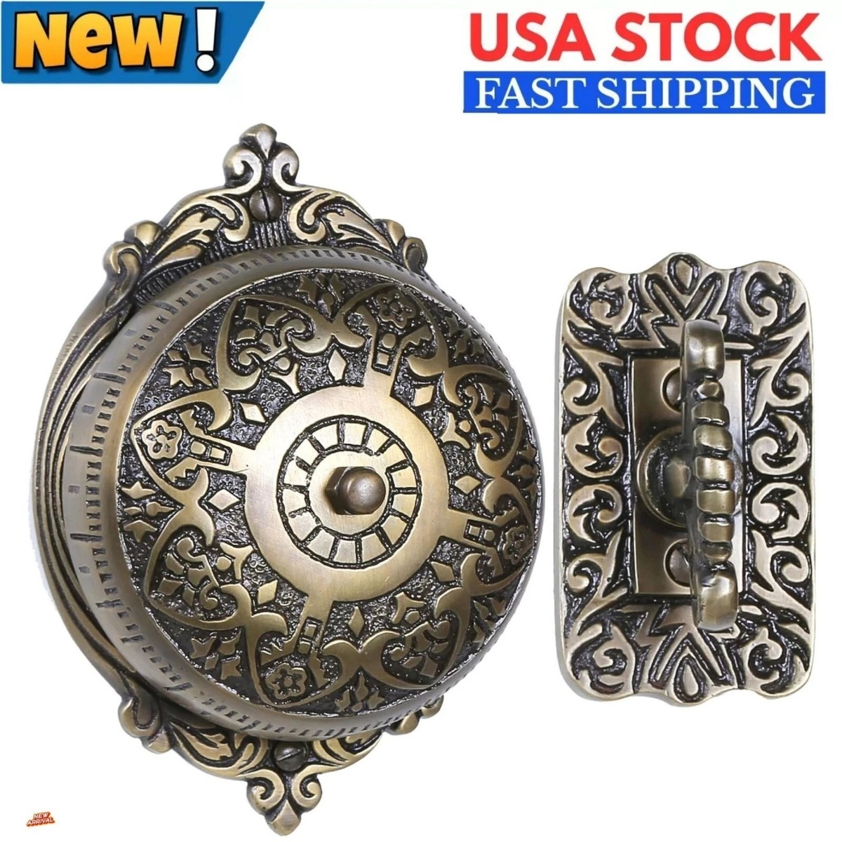 Antique Brass Victorian Twist Doorbell Old Fashioned Non-Electric