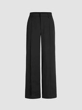 CIDER - MID WAIST PLEATED STRAIGHT LEG TROUSERS, Women Large, Black NWT New