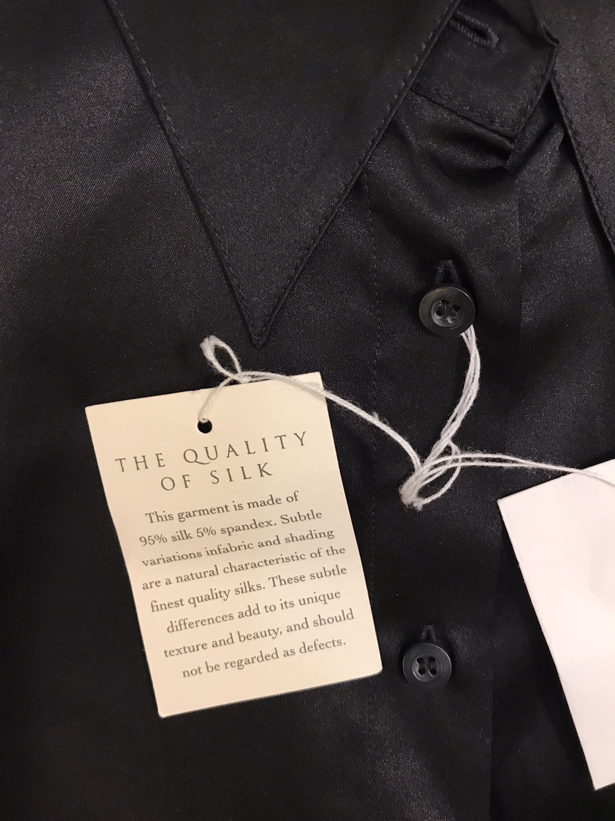 Moda L Top NWT Stretch Silky Lite Wgt Black Button Up Shirt Long Slv Soft Collar