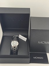 $995 MSRP | Orologio da donna Movado Corporate Exclusive quadrante nero - 0606164 NUOVO