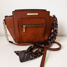 Steve Madden Cognac Faux Leather  Faux Suede Crossbody Bag