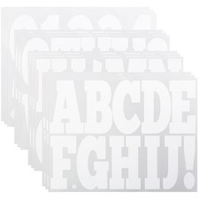 12 Sheets Letter Stickers, 4 in White Self Adhesive Alphabet Number Sticker