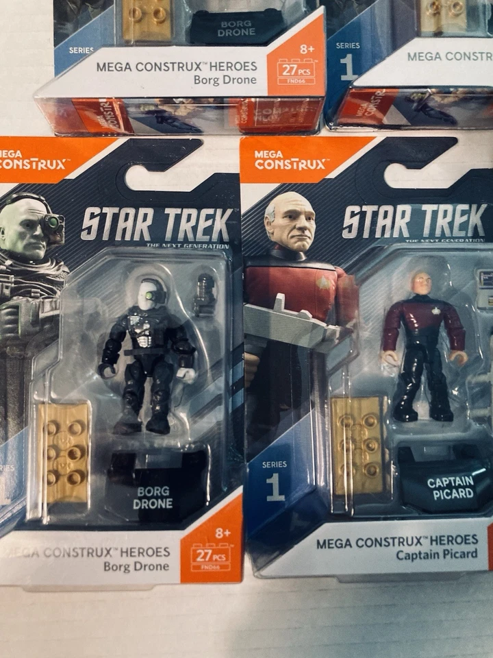 Mega Construx Star Trek LOT, Captain Picard, Data, 3 Borg New - Image 3 of 4