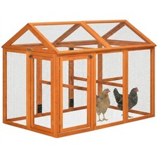 PawHut Chicken Run, Wooden Chicken Coop w/ Combinable Design - Orange