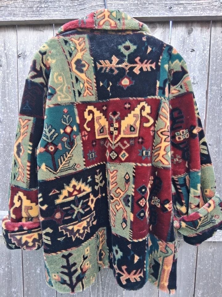 ВИНТАЖНЫЙ GALLERY ЖЕНЩИН XL ИСКУССТВЕННОГО МЕХА БЕДРА ДЛИНЫ ПАЛЬТО ШИКАРНЫЙ!! Синхилла - Изображение 2 из 4