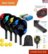 All-in-One Pickleball Set: 4 Durable Paddles, Balls, Towels Stylish Carry Bag