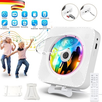 CD Player mit Bluetooth HiFi Lautsprecher Fernbedienung FM-Radio AUX USB Tragbar
