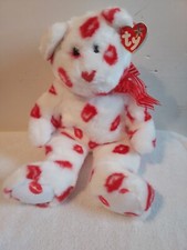 TY Beanie Buddy Smooch the Kisses Plush Bear 2001 Stuffed Animal Toy Retired 13"