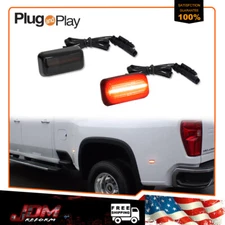 2PCS Red LED Rear Fender Side Marker Lamps For 2015-2022 Silverado Sierra Dually