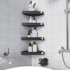 	Sotfamily Corner Shower Caddy 4-Pack Adhesive Shower Shelves Black	