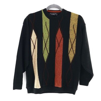 Protege Collection Knit Sweater Mens XL Black Retro Vintage Eclectic Grandpa 90s
