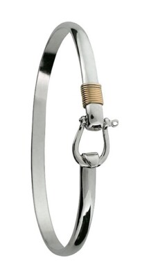4mm .925 Sterling Silver & 14K SHACKLE Caribbean Hook Bracelet - 7