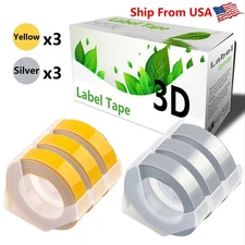 (3Yellow,3Silver) 3D Label Tape for Dymo Organizer Xpress (12965) Label Makers