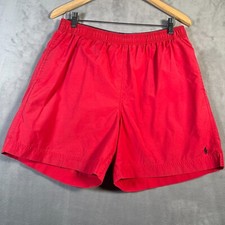 Polo Sport Ralph Lauren Swim Trunks Mens L Red Mesh Lining Black Pony 5.5 Inseam