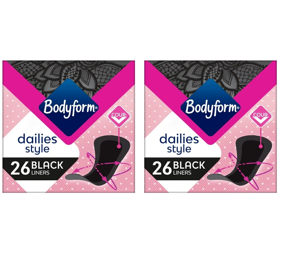 Bodyform Dailies schwarze normale Slipeinlagen 26 pro Packung 2 Stück