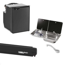 Fiamma F45s Awning, Indel B Cruise 49 Fridge, Can Hob/rh Sink & Cold Tap Bundle