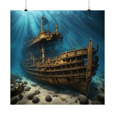 Modern Maritime Masterpiece: Sunken Ship Art - Ocean Wall Art, Shipwreck Poster