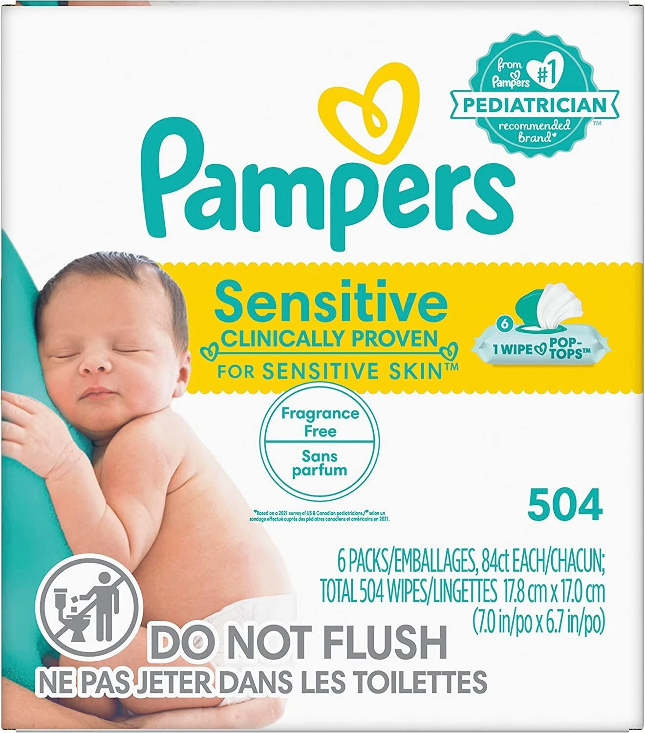 Pampers Unscented Sensitive Baby Diaper 2 BOXES = 1008 WIPES TOTAL NEW EXPEDITED