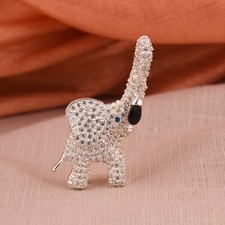 Solid 925 Sterling Silver Cz Elephant Charm Pendant With Black Onyx Gemstone