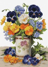 Luca-S Counted Cross-Stitch Kit Pansies Bouquet B7035L