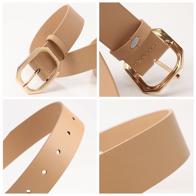 Lady Faux Leather Belt Single Prong Buckle Waist belt for  display picture 1