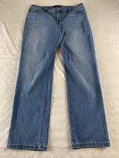 Bandolino Womens Jeans Size 10S Mandie Blue Jeans Straight Mid Rise Pockets Soft
