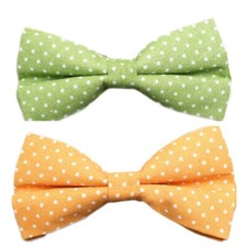 Men White Dot Cotton Blend Bow Tie Polka Dots Patterned Pre-tied Bowtie LE23079