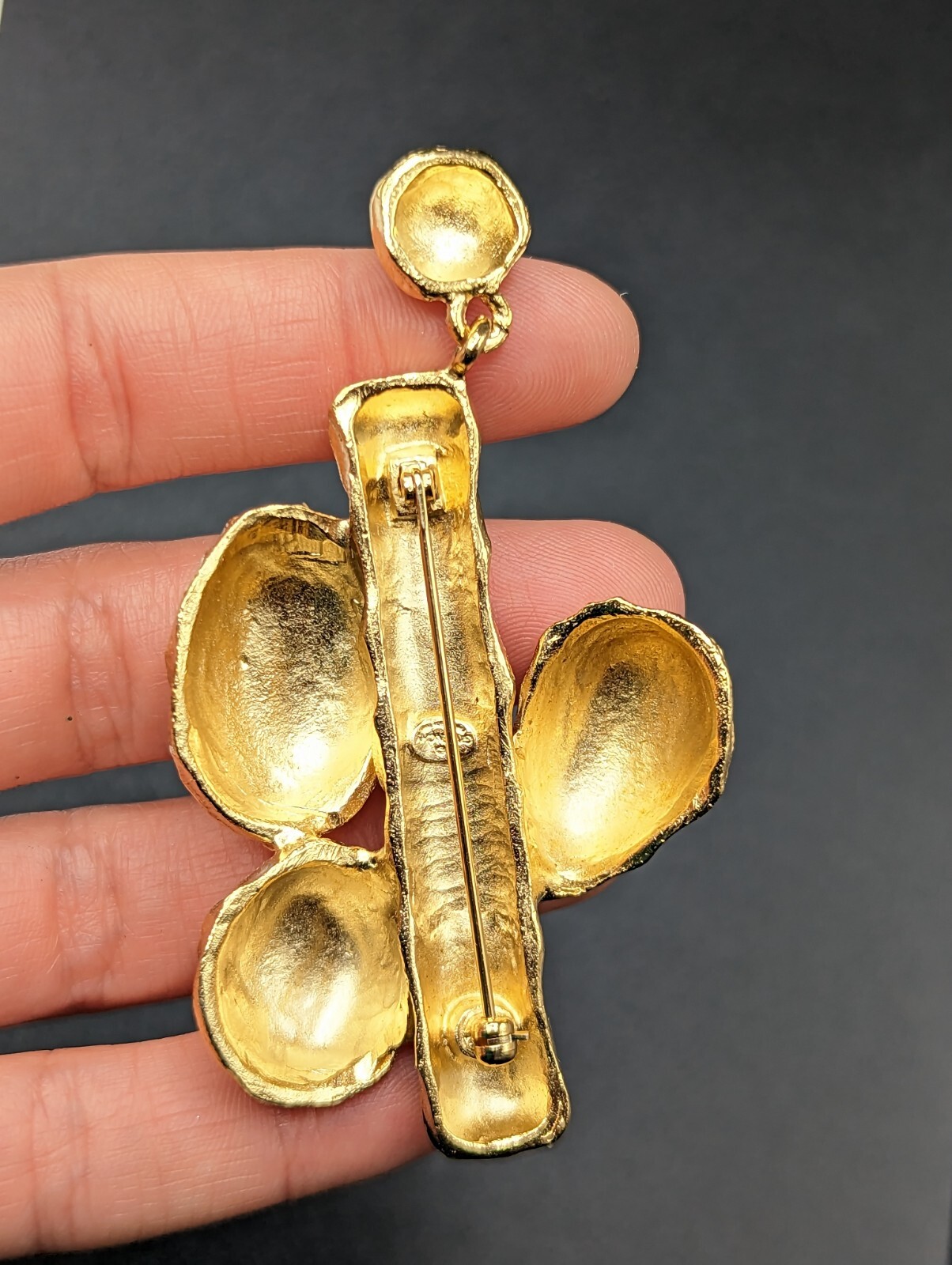 GIVENCHY Signed Statement Textured Gold Tone Dang… - image 6