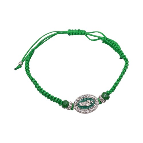 Heiliger Jude simulierter Diamant grüner Knoten Schnur verstellbar Gebet Glück Armband - Bild 2 von 5