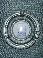 Vtg Clear Glass Ash Tray Marina City Club 4 1/4” Has chip (see photo)