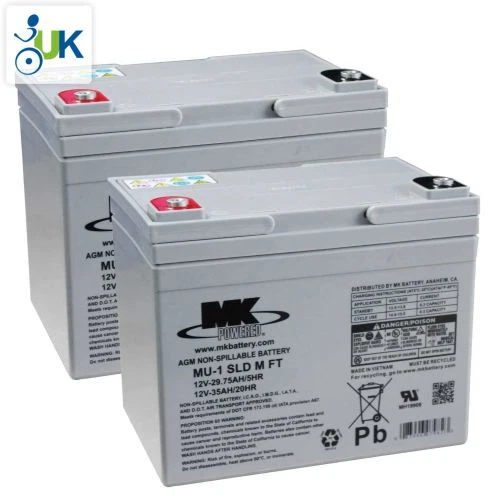 2 X PAIR - MK Power 12V 34ah AGM Mobility Scooter Batteries MU-1 SLD M FT-2