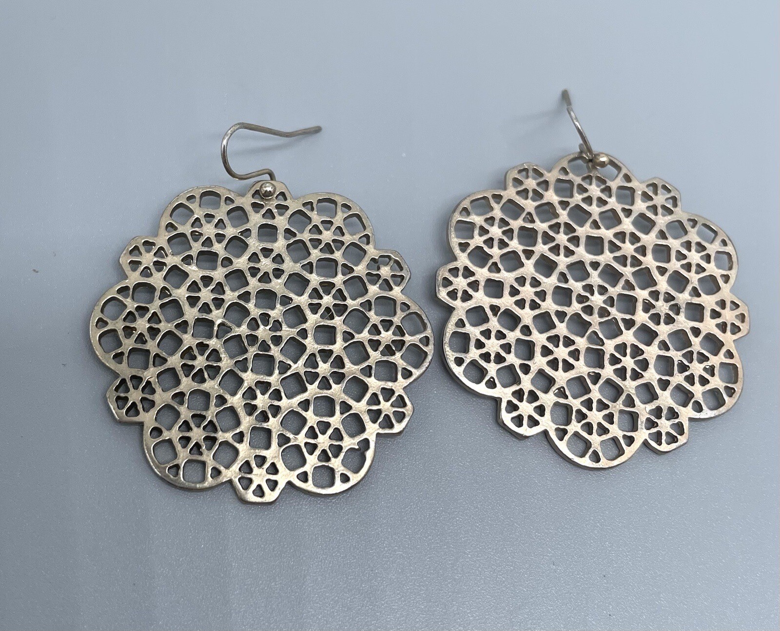 Two Silver Tone Circle Dangle Drop Earring Lot - image 3