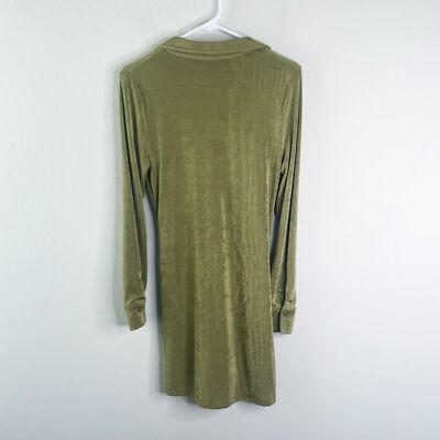 12th Tribe Green Ruched Button Down Mini Dress | eBay