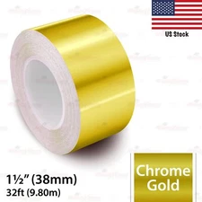 1-1/2" Vinyl Pinstriping Pin Stripe Styling Tape Decal Sticker 38mm CHROME GOLD