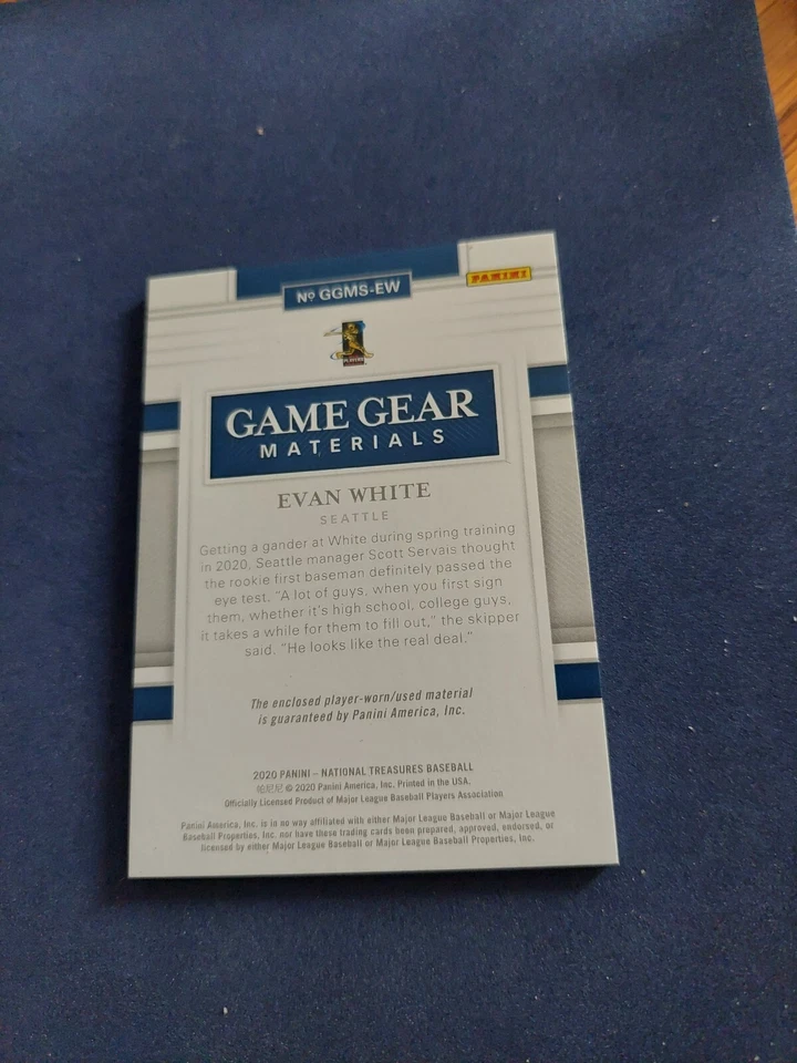 Evan White 2020 National Treasures Game Gear 6 GU Jersey #36/99 Mariners - Image 3 of 3