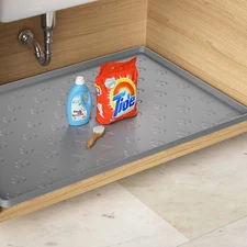 Under Sink Mat - Waterproof Kitchen Cabinet Tray - 34" X 22" Flexible Silicone u