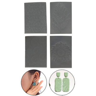 4x Polymer Clay Textur Blätter Fondant Präger einfache Anwendung Boho Textur Matte