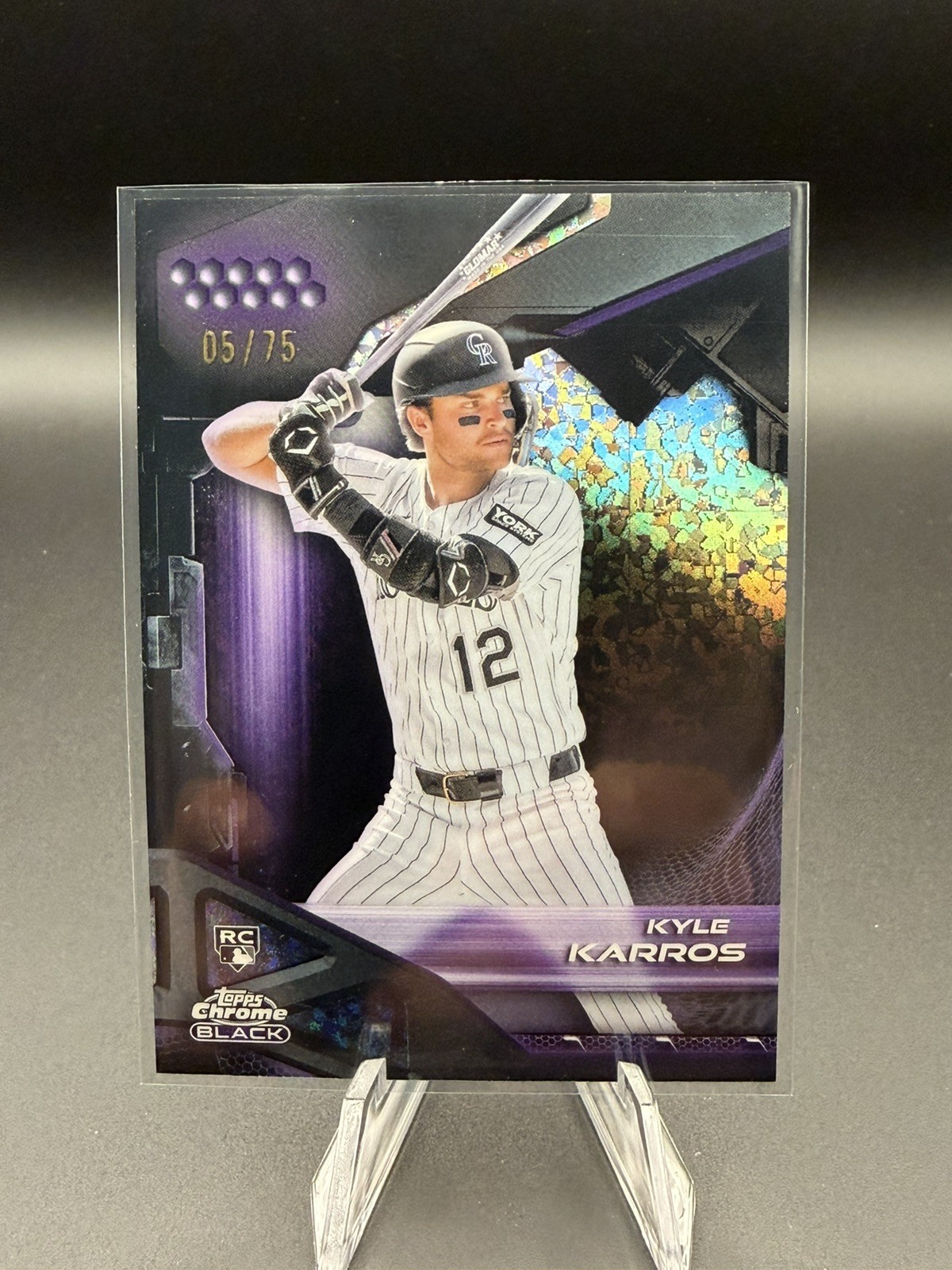 KYLE KARROS 2026 TOPPS CHROME BLACK RC PURPLE MINI-DIAMOND REFRACTOR 5/75 