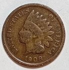 Indian Head Penny Lot of "1" VERY NICE 1908 GOOD OR BETTER°$ FREE SHIPPING $#965