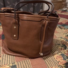 Radley Brown Leather Handbag With Dog Tag Charm lovely condition