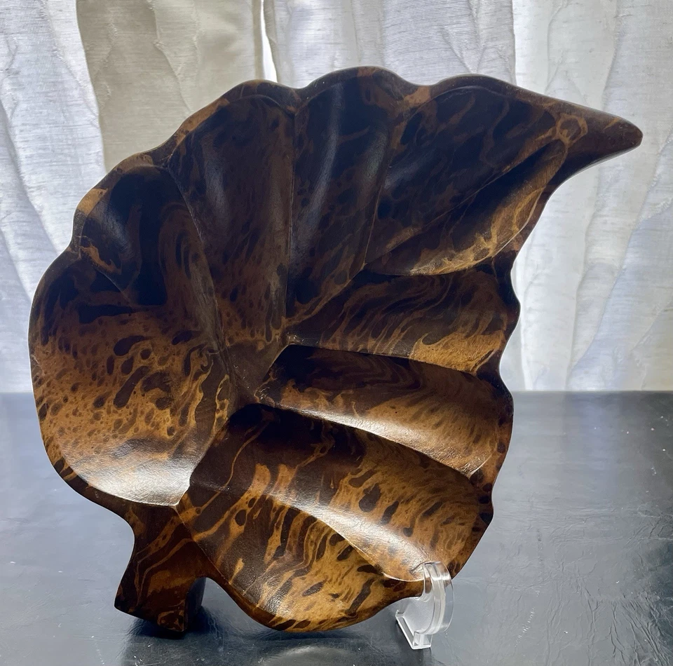 Arco decorativo cuenco de madera, forma de hoja Foto 2 de 4