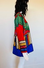 Rare Judith Ann Exclusive Raw Silk Embroidered Colorful Patchwork Kantha Jacket