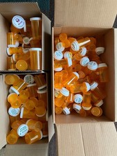 Lot 147 Pill Bottles Craft Storage Empty Plastic RX Medicine Amber - 5 Sizes